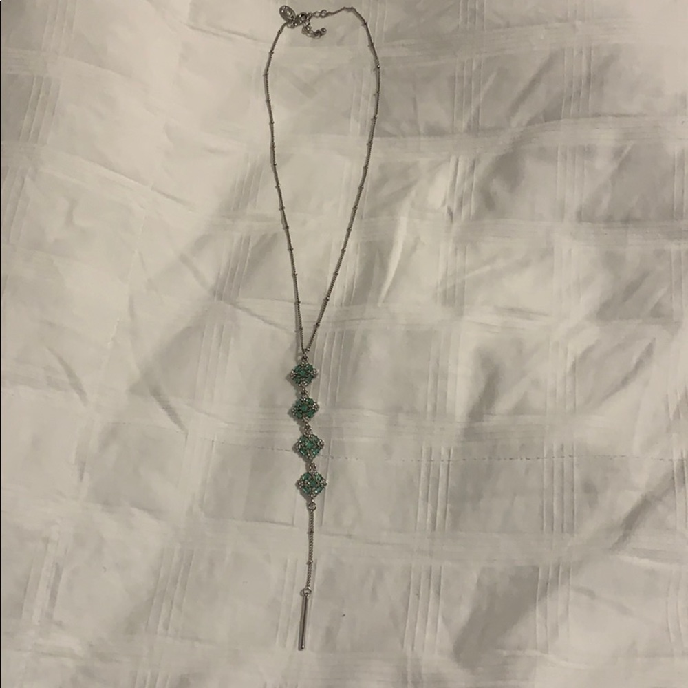 Turquoise and silver geometric necklace